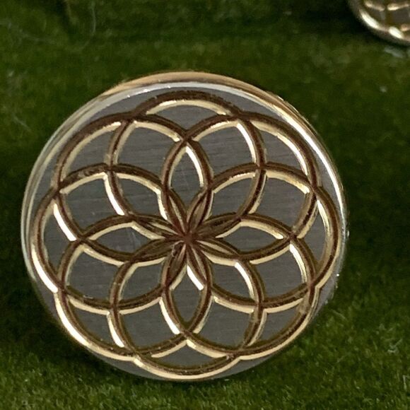 Vintage Swank Gold Tone Geometric Cuff Links & Tie Tack With Original Box - Picture 3 of 17